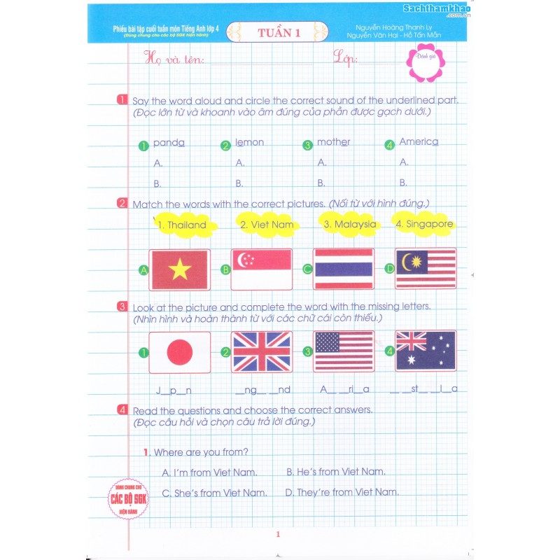 PHIẾU BÀI TẬP TIẾNG ANH LỚP 4 GLOBAL SUCCESS CẬP NHẬT 2024